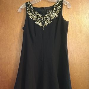 Vintage Carole Little gold beaded and embroidered dress size Medium/6